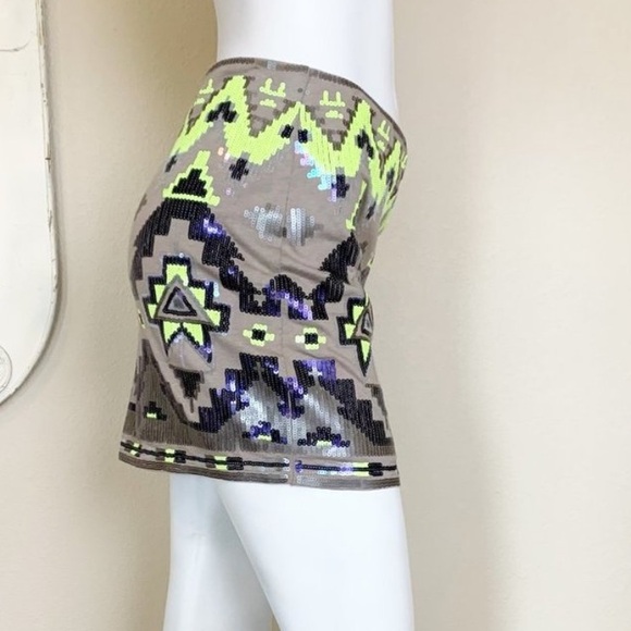Tribal Print Sequin Mini Skirt - Picture 3 of 4